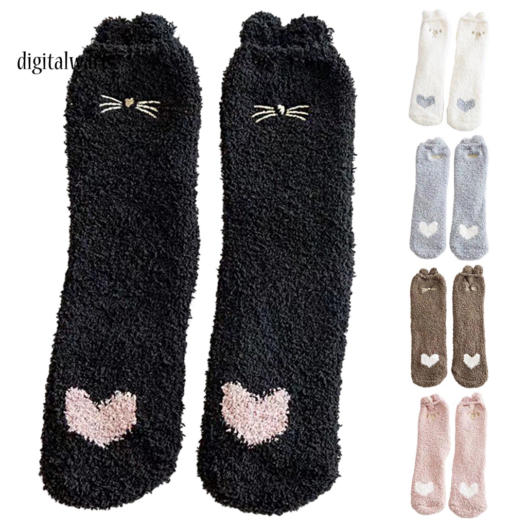 Kỹ Thuật Số| 1 Đôi Tất Ngủ Co Giãn Tốt In Họa Tiết Dễ Thương Có Thể Giặt Sạch Cho Bạn Gái