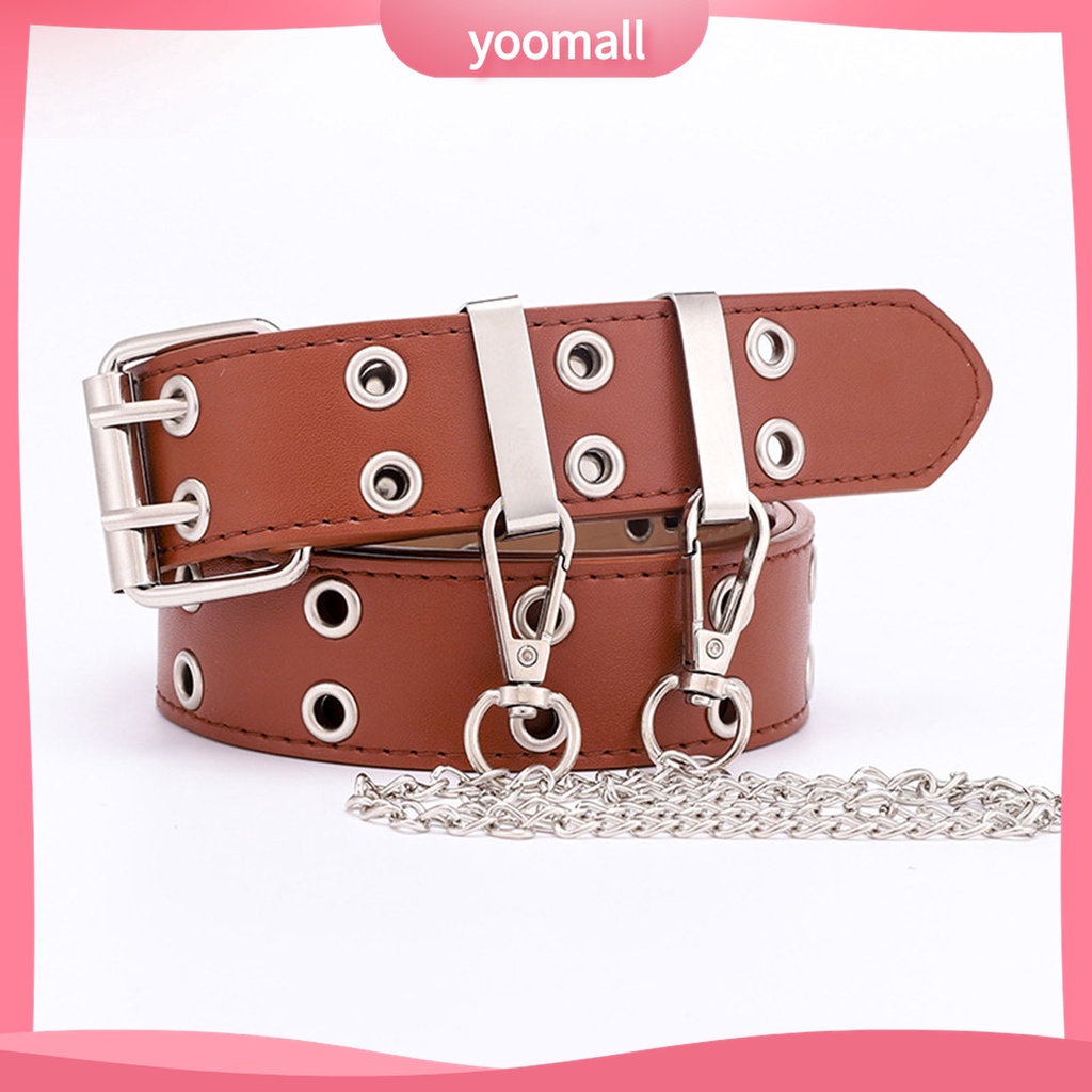 Thắt Lưng Da Hai Hàng Nút Phong Cách Hip hop Punk Cho Nam