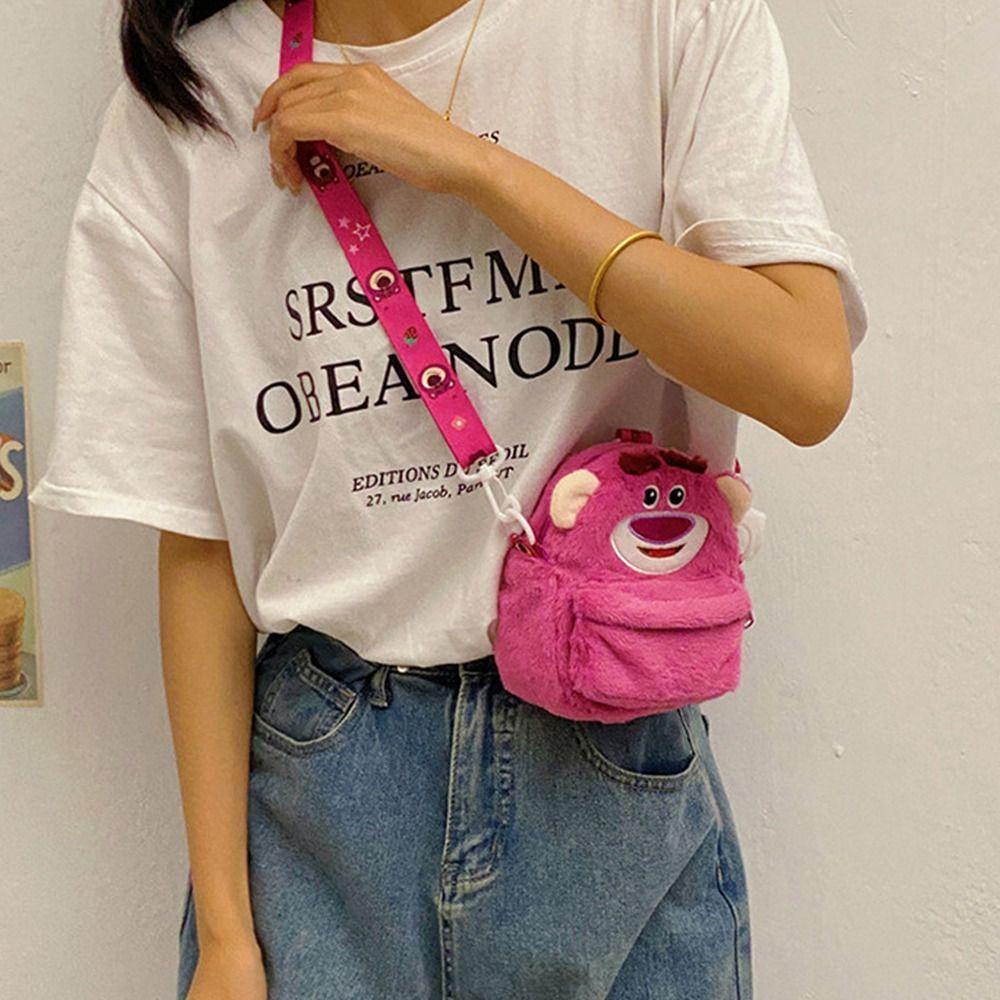 Túi Đeo Vai Hình Gấu / Dâu Tây Phủ Lông Dễ Thương Thời Trang Mùa Thu Cho Nữ