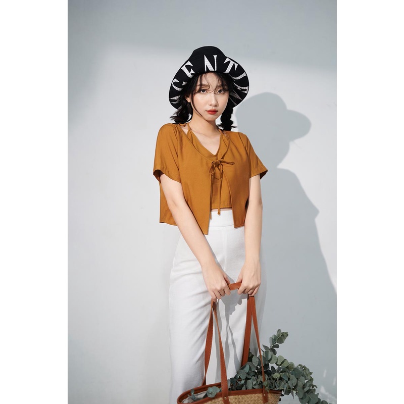 Quần dài tây 2 lớp dây kéo 1 bên hông ống suông thời trang GAGO màu trắng GO4154