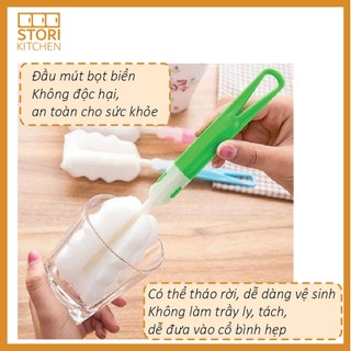 Cây cọ rửa ly cốc, bình sữa tạo bọt bằng mút xốp tiện lợi đa năng