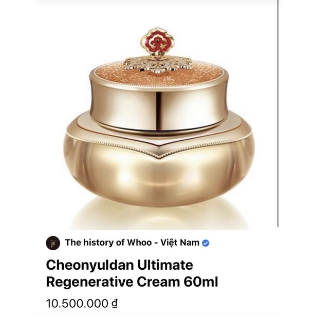 Kem tái sinh chống lão hoá Whoo Yuldan Ultimate cao cấp