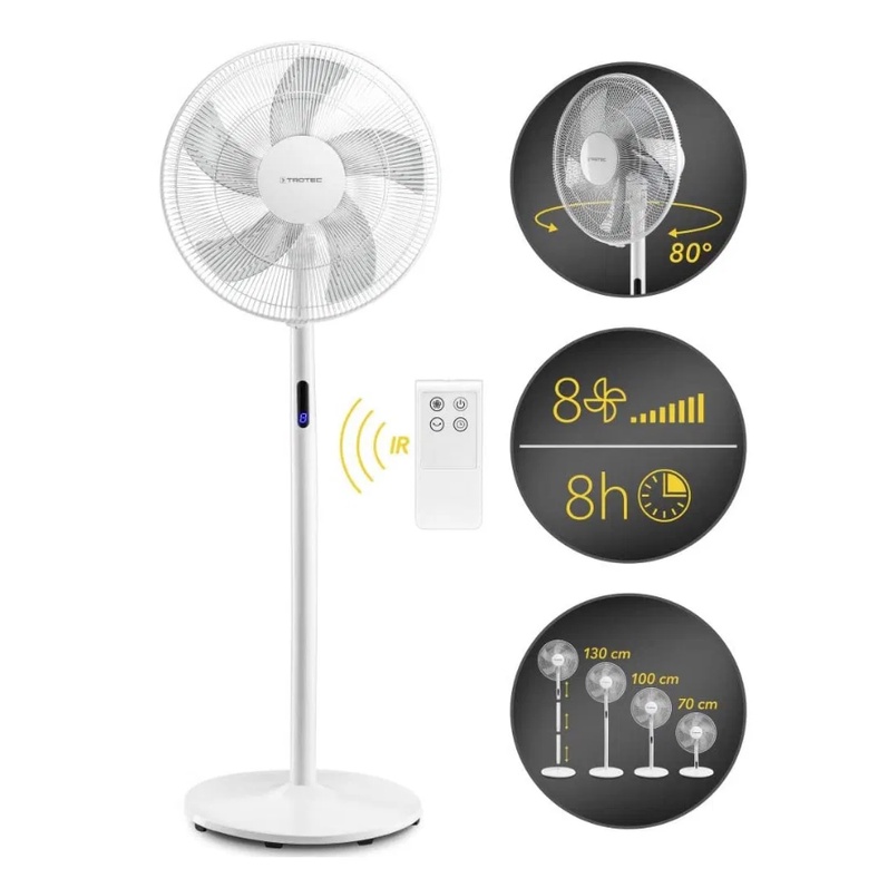 Quạt Cây Đứng Trotec TVE24S / Trotec TVE26S, Có Điều Khiển, Xoay 120Độ, 8 Cấp Gió, Nhập Đức, BH 12 Tháng