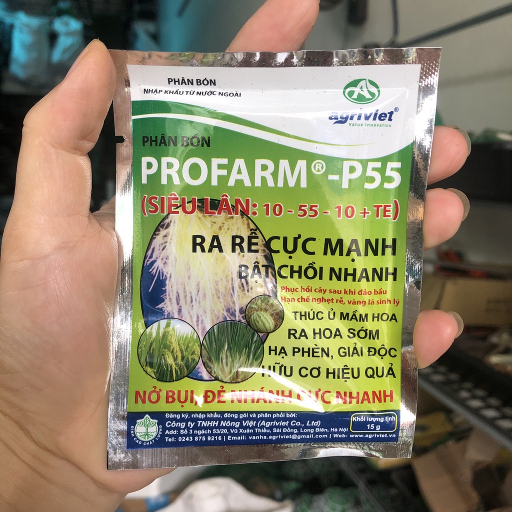 Phân bón kích rễ, mập mầm, xanh lá, khoẻ cây, tốt rễ  PROFARM P55 10-55-10+TE