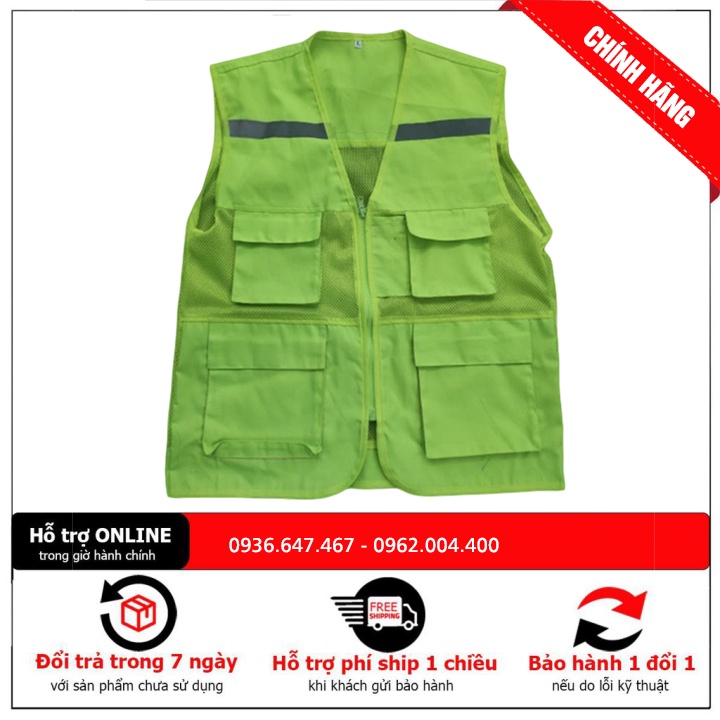 Áo Gile Bảo Hộ Lao Động Nhiều Màu Sắc Kèm Sợi Phản Quang, Đồ Bảo Hộ Lao Động Kĩ Sư Công Trình