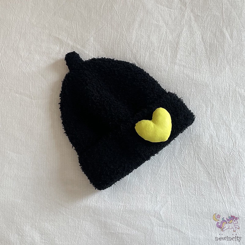 Mũ Beanie Dệt Kim Hình Trái Tim Ba Chiều Co Giãn Giữ Ấm Mùa Đông Phong Cách Hàn Quốc Dễ Thương Cho Bé Trai Bé Gái