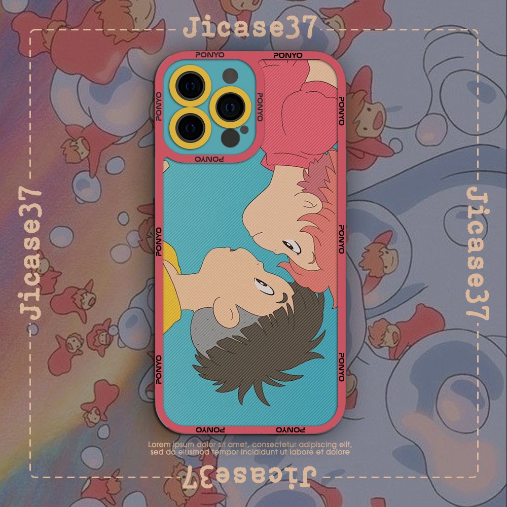 Ốp lưng iphone cạnh vuông Jicase Ponyo và Sosuke anime 6plus/6s/6splus/7/7plus/8/8plus/x/xs/11/12/pro/max/plus/promax