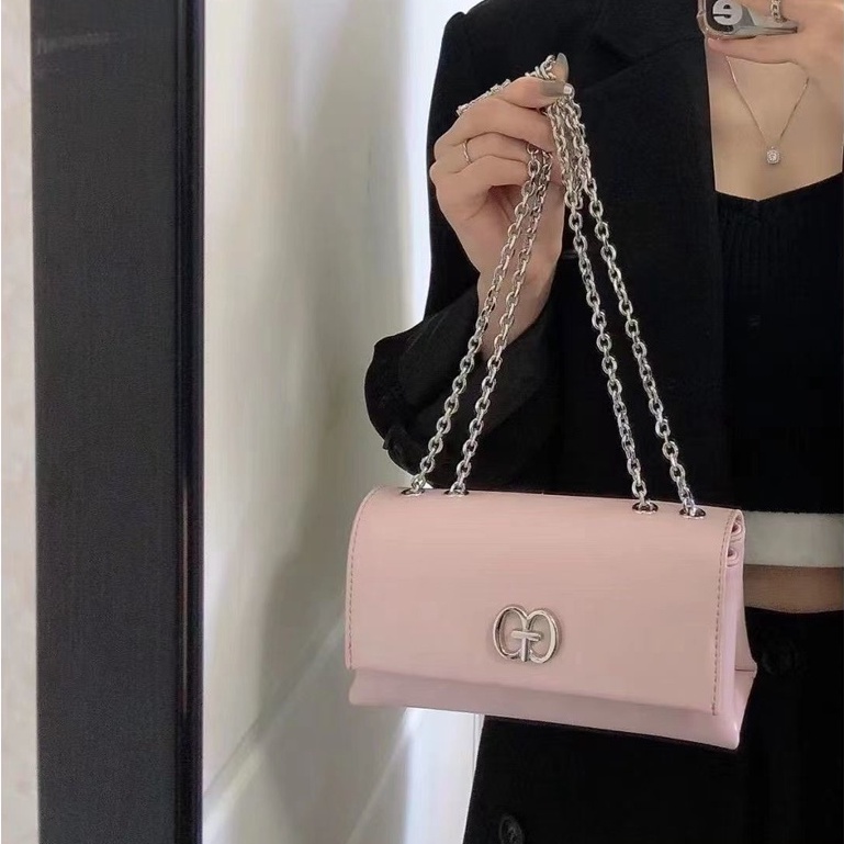 Túi Xách Đeo Vai Hình Vuông Cỡ Nhỏ Phối Dây Đeo Sợi Xích Thời Trang Cao Cấp Phong Cách Hàn Quốc Cho Nữ