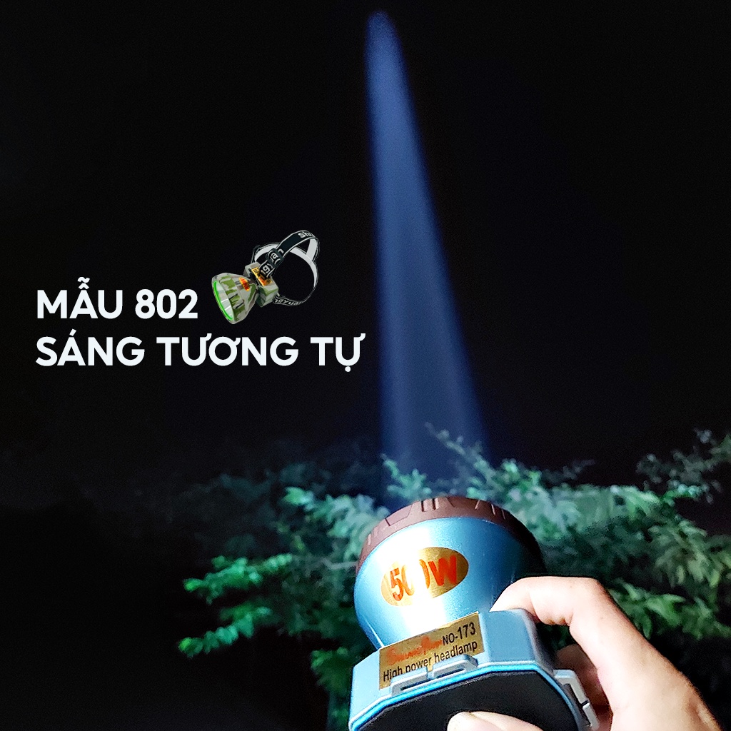 Đèn pin đội đầu siêu sáng 500W SHANGYUAN 173 chiếu xa chống nước ánh sáng Vàng và Trắng đèn đeo đầu soi ếch dã ngoại