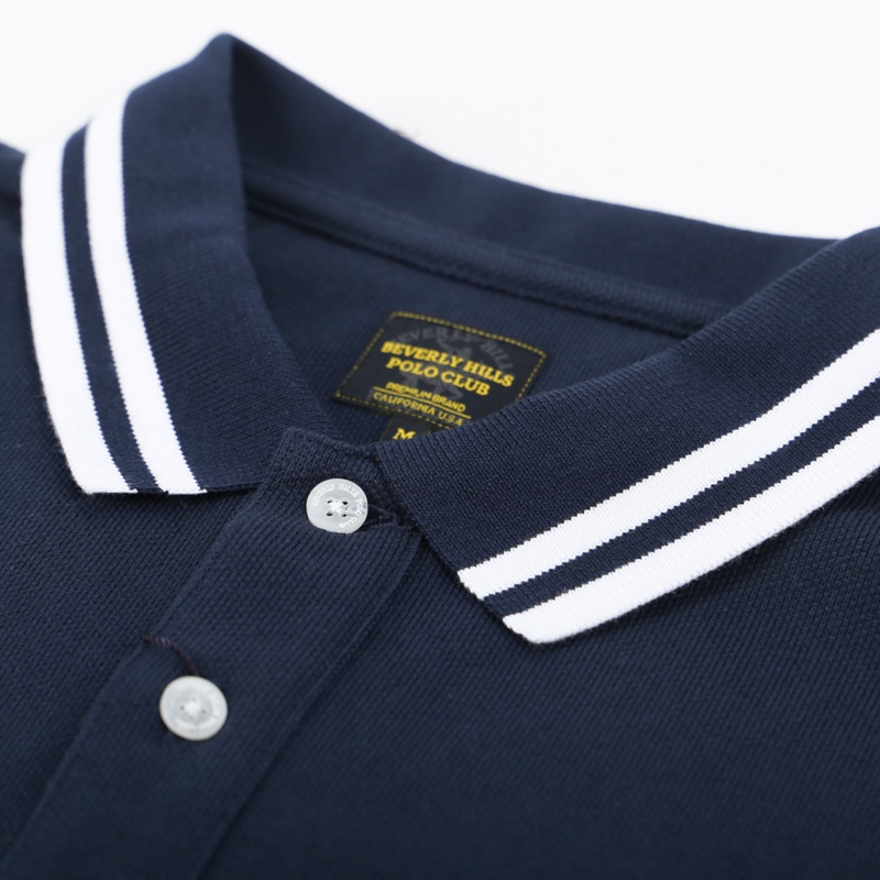 Beverly Hills Polo Club - Áo polo Áo polo dài tay Nam Regular Fit Navy đậm phối DNM- BHPC PMRLW21TL030