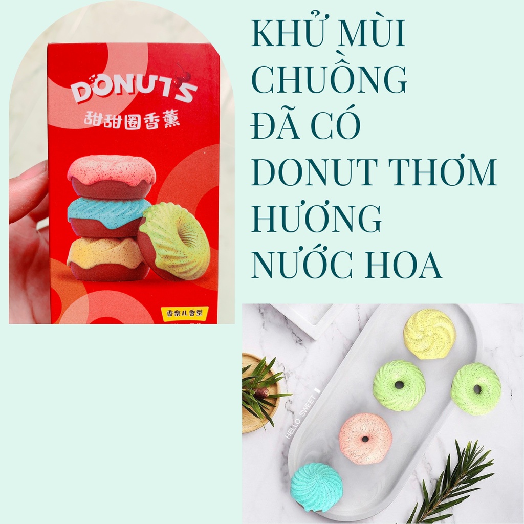 Viên khử mùi hình Donut hương nước hoa, khử mùi chuồng, phân chó mèo