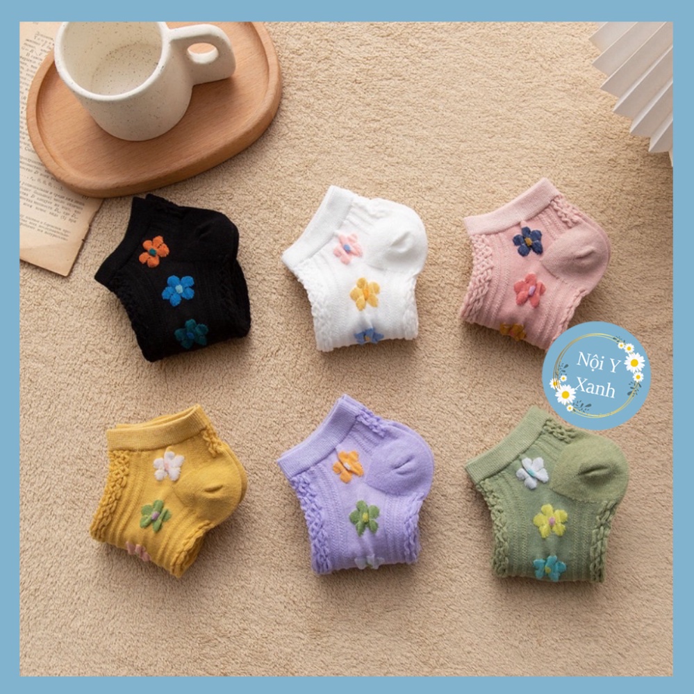 Tất vớ nữ họa mi vật liệu vải Hàn co và giãn bốn chiều,kiểu dáng thêu hoa phong thái tối tân tt8 nội y xanh, chất ấm, th