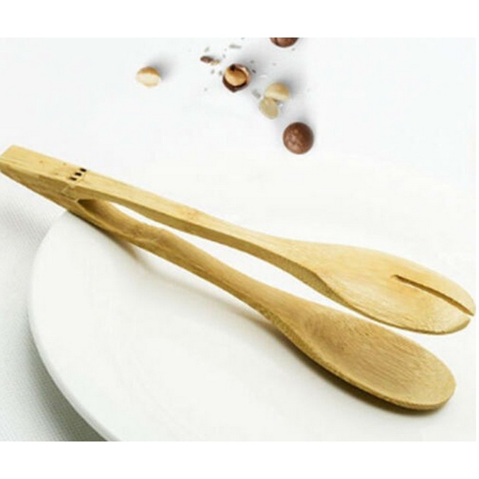 Dụng cụ Kẹp gắp Trà, đá, trái cây, thực Phẩm Bằng Gỗ Tre chống bỏng tiện dụng, phong cách vintage