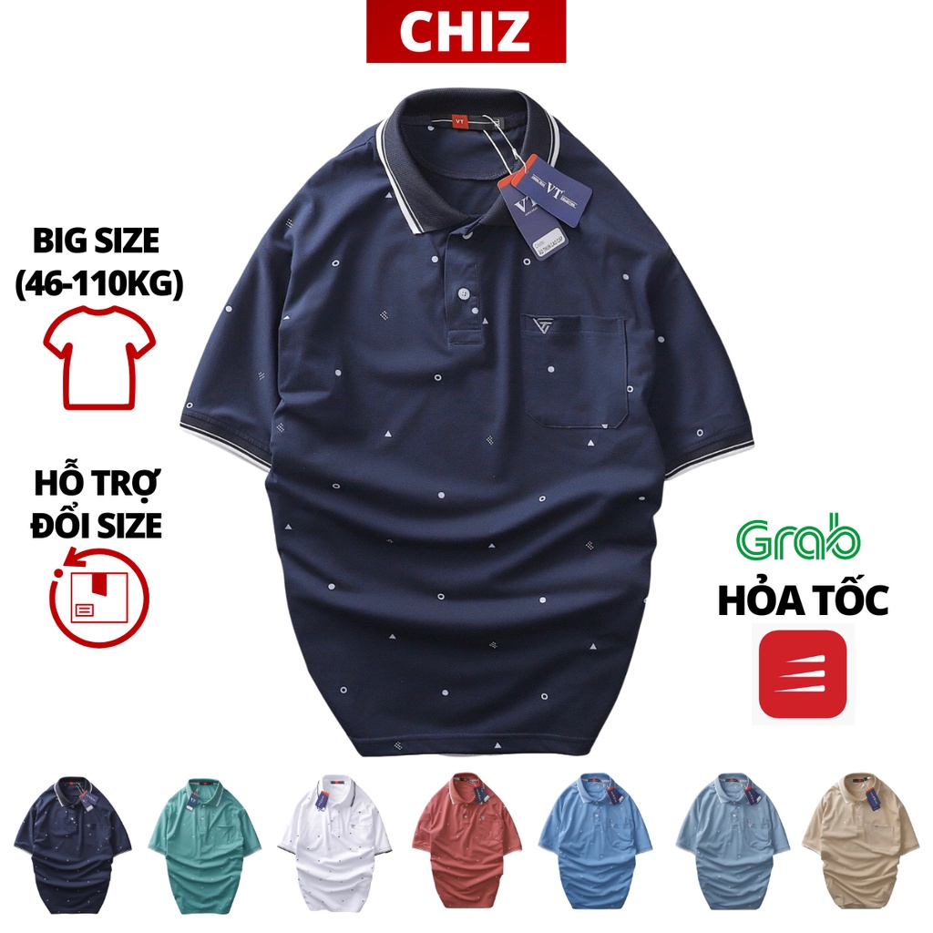 Áo thun polo nam trung niên big size đại cho tặng bố có túi CHIZ vải cotton cao cấp co giãn tay ngắn|Mã HT