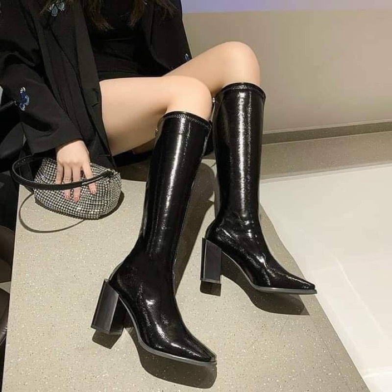 bốt đùi đế cao 7phân kéo khoá sau