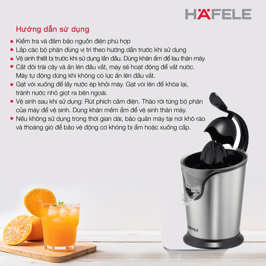 Máy Vắt Cam Hafele HSJ-C2S  - Hàng Chính Hãng HAFELE Thương Hiệu Đức
