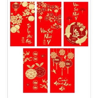 Set 6 bao lì xì đỏ tết quý mão 2023