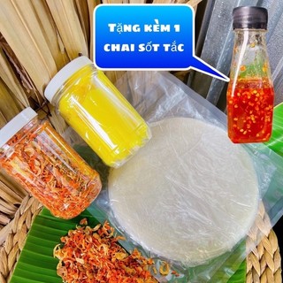 Combo 3 - 500Gr bánh tráng phơi sương, 300gr bơ vàng, 200gr muối ruốc hành phi tặng kèm hủ sốt tắc