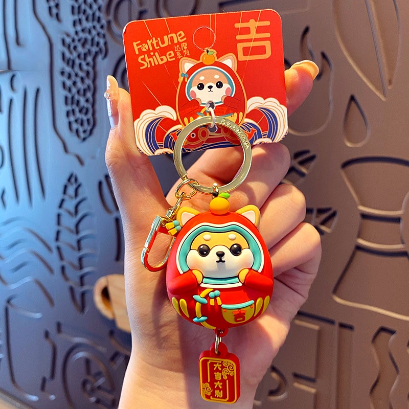 Móc khóa chó shiba kèm dây chúc: may mắn, tài lộc, bình an Ráp làm móc treo ví, balo, túi xách, quà tặng bạn bè-TH06