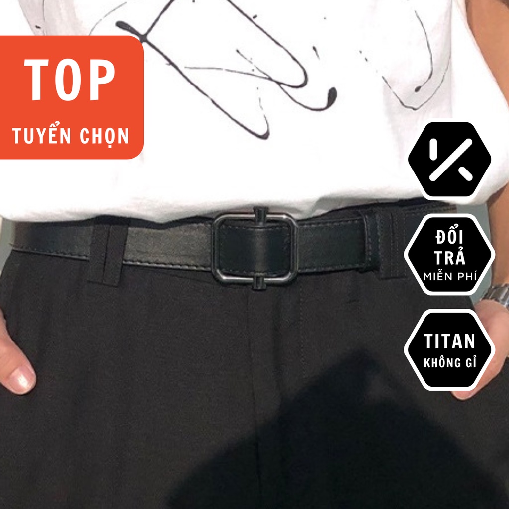 Thắt Lưng Da Nam Nữ Unisex Kuu Studio Màu Đen Đẹp  - Dây Lưng Da PU Mặt Kim Loại Hàn Quốc - Thắt Lưng Dave