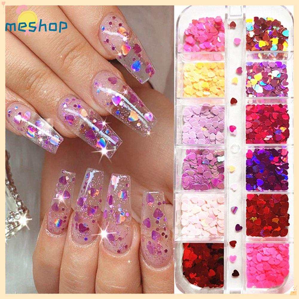 Hộp 12 Hộp Sequin Lấp Lánh Dùng Trang Trí Móng Cho Nữ