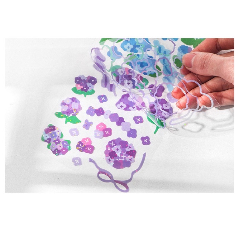 Sticker hoa lá trang trí giá rẻ hologram xinh xắn