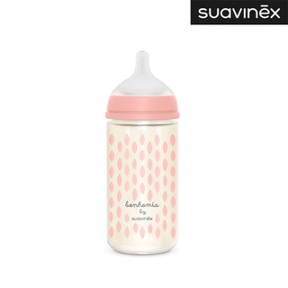 Bình sữa thủy tinh 240ml Pink Bonhomia Suavinex