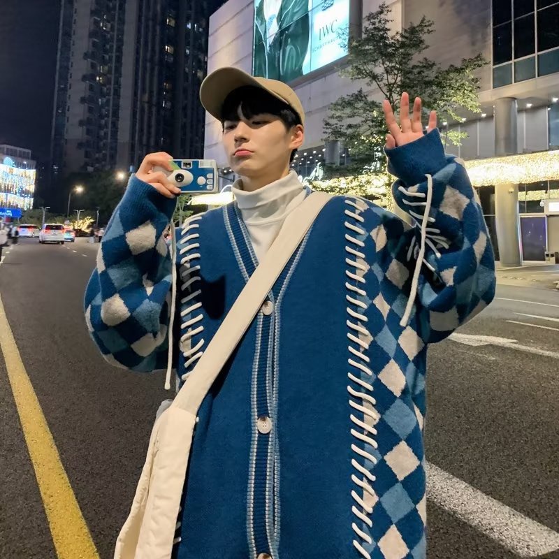 Áo khoác cardigan nam chất len mềm phối dây, cardigan nam hottrend 2022