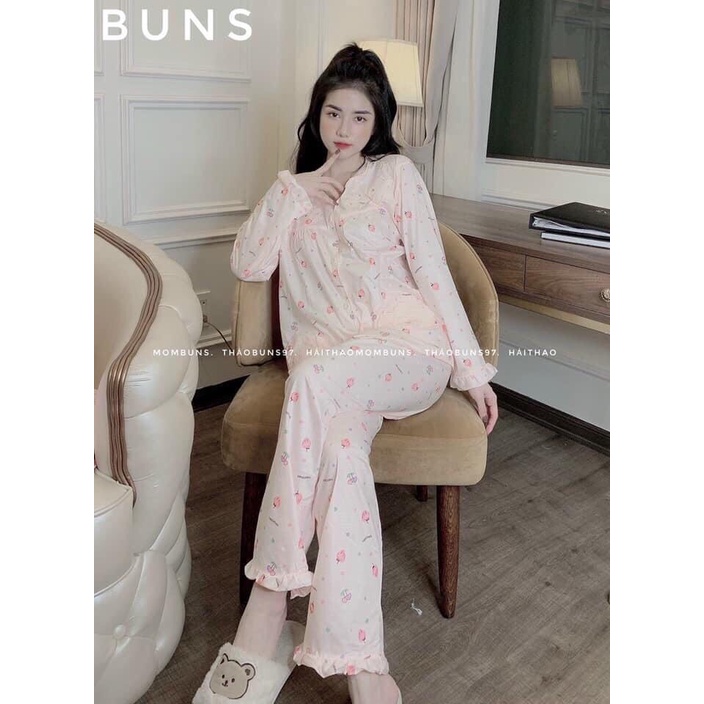 bộ bầu sau sinh cúc giữa mẫu mới chất cotton mềm