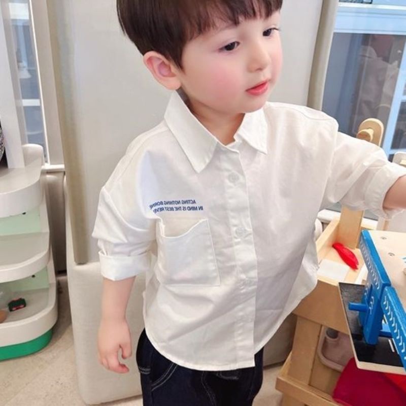 Áo Sơ Mi Cotton Dài Tay Thiết Kế Mới Thời Trang Mùa Xuân Dành Cho Bé Trai