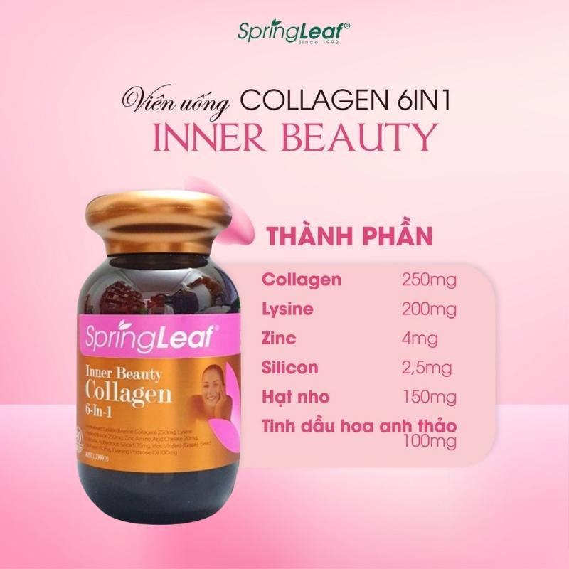 Viên collagen Spring Leaf Inner Beauty collagen 6-in-1 Advanced chính hãng Úc 90v / 180v chống lão hóa đẹp da | BigBuy360 - bigbuy360.vn