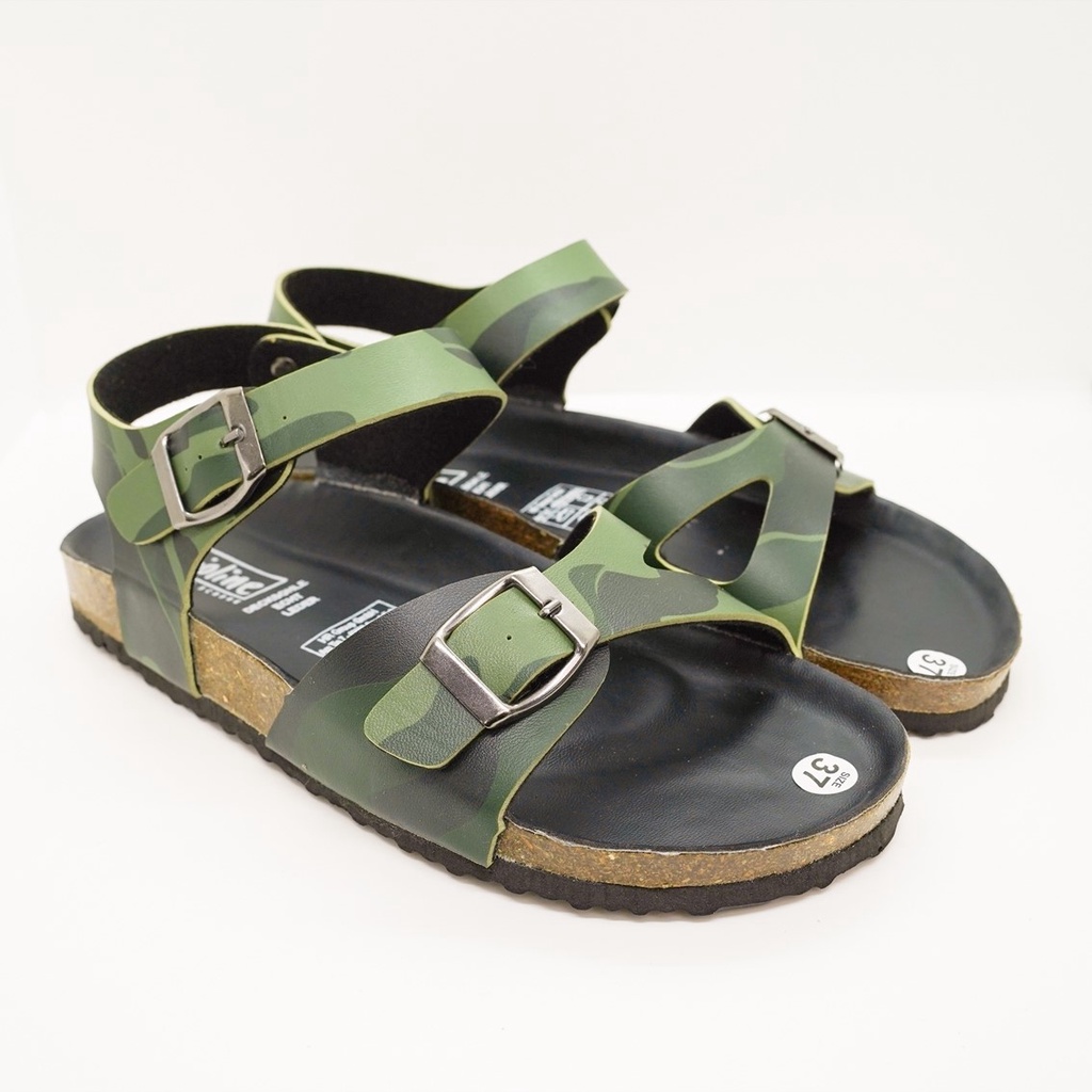 [Bản giới hạn] R23 - Sandal Birken Đế Trấu BIOLINE Camo Rằn Ri Unisex Nam nữ Quai Ngang Da PU cao cấp