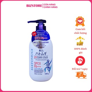 Sữa dưỡng thể kim chống nắng Reihaku Hatomugi UV Milky Gel 250ml - nhập khẩu chính hãng