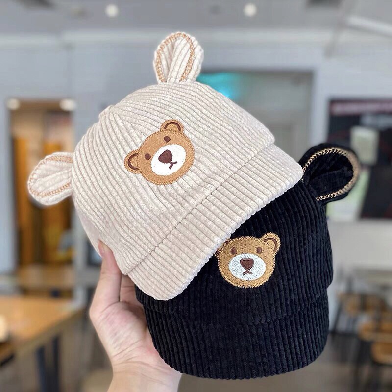 Mũ nón lưỡi trai ngắn cho bé 6-24m chất nhung tăm đẹp