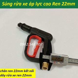Súng xịt rửa xe, vòi xịt rửa xe cò đỏ ren ngoài 22mm