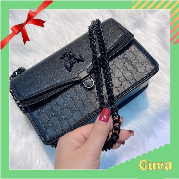 Túi Xách Nữ Đeo Chéo Con Ong GG dây xích full đen Túi Xách Hót 2022