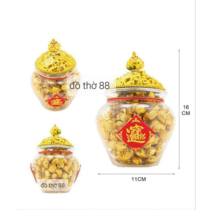 hũ vàng tụ tài lộc size to làm tháp tỏi,oản tài lộc trang trí tết