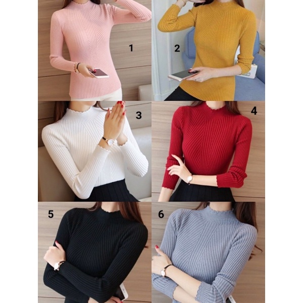 Áo len cổ trụ free size 40-58kg