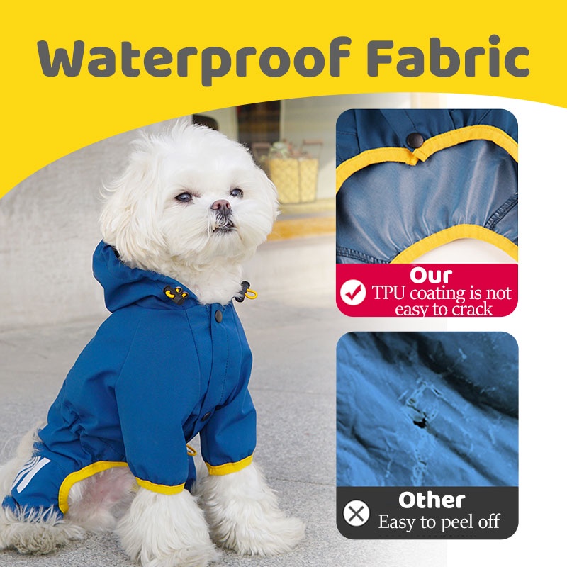 HamshMoc Áo Mưa Toàn Thân 4 Chân Trọng Lượng Nhẹ Chống Thấm Nước In Họa Tiết Có Mũ Trùm Dành Cho Cún Cưng