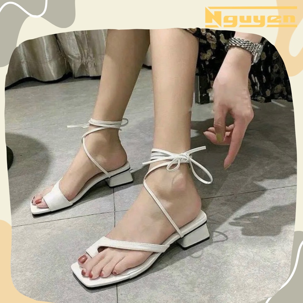 Sandal chiến binh quấn dây mũi vuông 5p-N56