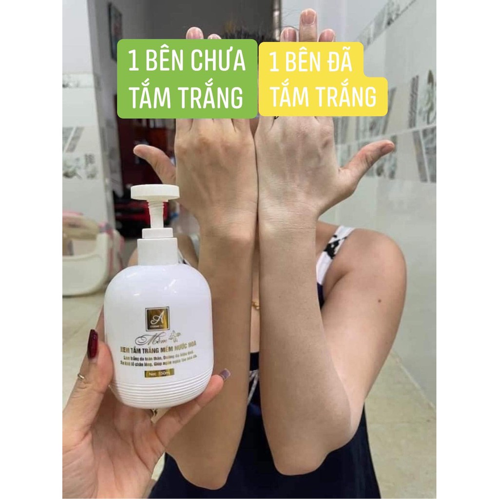 Set tắm trắng body gồm tẩy da chết sợi dừa non, kem body trắng da và sữa tắm trắng toàn thân Acosmetics cải thiện làn da