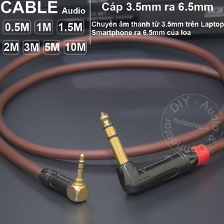 Cáp 3.5 ra 6.5 trs 1 đầu vuông góc 1 đầu thẳng diy 0.5 đến 10 mét - balanced 3.5mm to 6.5mm cable with 2 90° ends