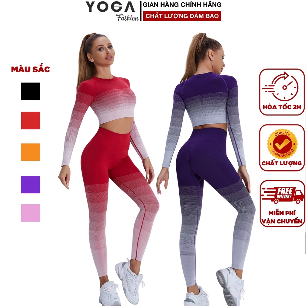 Set tập Gym Yoga thu đông ĐỔ MẦU YG99 hàng dệt kim loại một mềm mịn chuẩn mầu