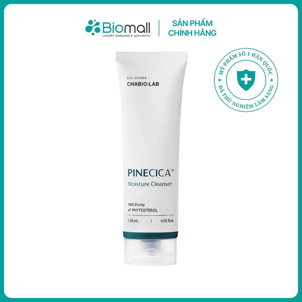 Sửa rửa mặt dưỡng ẩm sạch bụi mịn 99% từ tinh chất cây thông β-sistosterol CHABIO:LAB Pinecica Moisture Cleanser 120ml