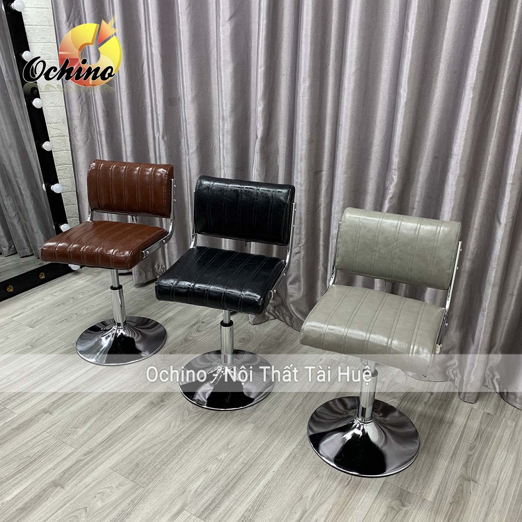 Ghế Xoay Trang Điểm Và Ngồi Bàn Học Bọc Da  Mẫu Tựa Sọc Phong Cách Hiện Đại Chân Thấp 30-50 (Ảnh Thật Và Video)