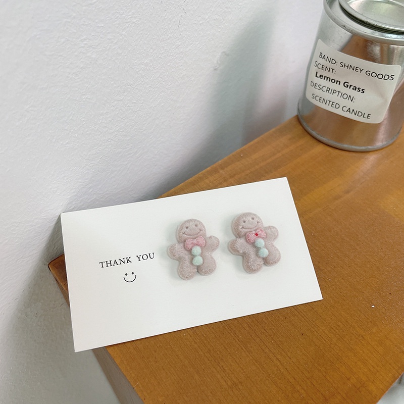 1 Cặp Bông Tai Hình Bánh Gừng / Bánh Gừng Phong Cách Hàn Quốc Thời Trang Cho Nữ