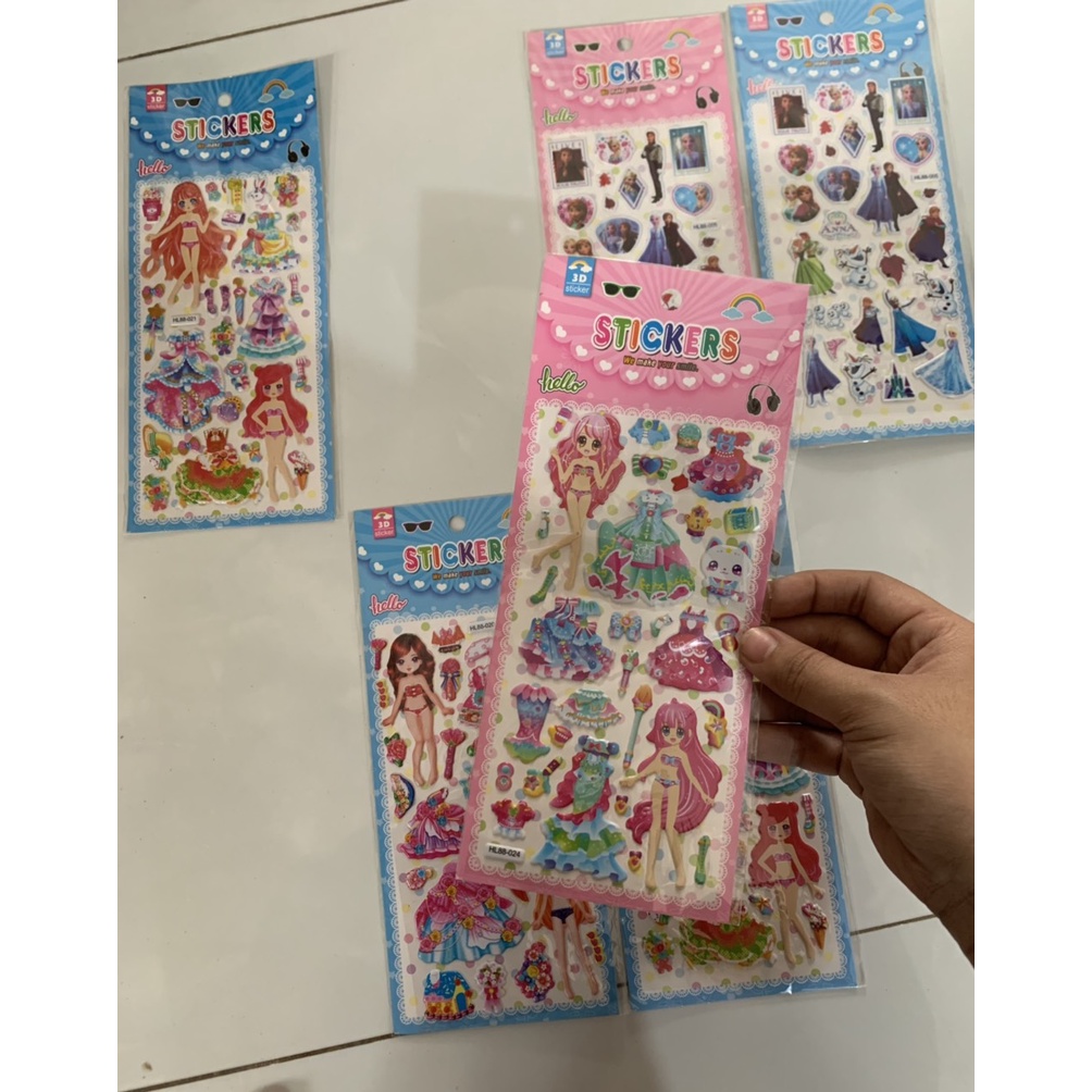 Miếng Dán stiker Công Chúa 3D Thay Trang Phục Cho bé gái