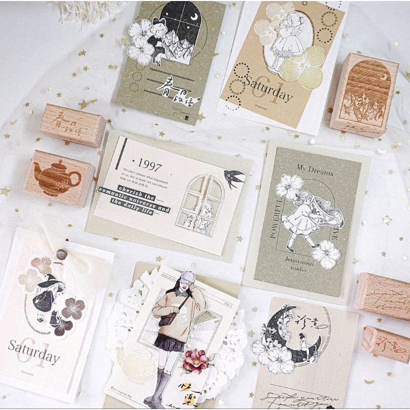 Krisna.room ♡ Jenny Studio- Hộp 40 tờ giấy note hoa trang trí sổ