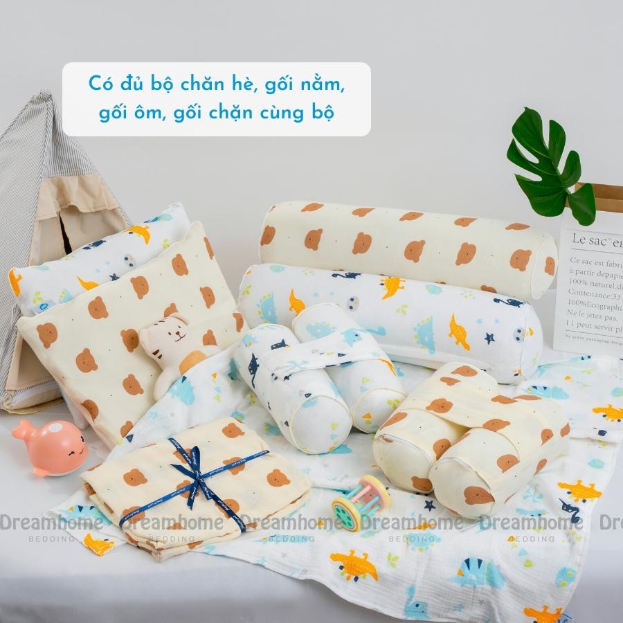 Gối nằm cho bé sơ sinh vải xô muslin mỏng nhẹ thấm hút mồ hôi - ảnh sản phẩm 3