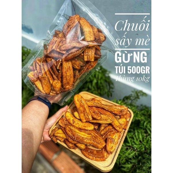 Chuối Sấy Mè Gừng Giòn Tan 1Kg  ,  Hàng ngon nhà làm